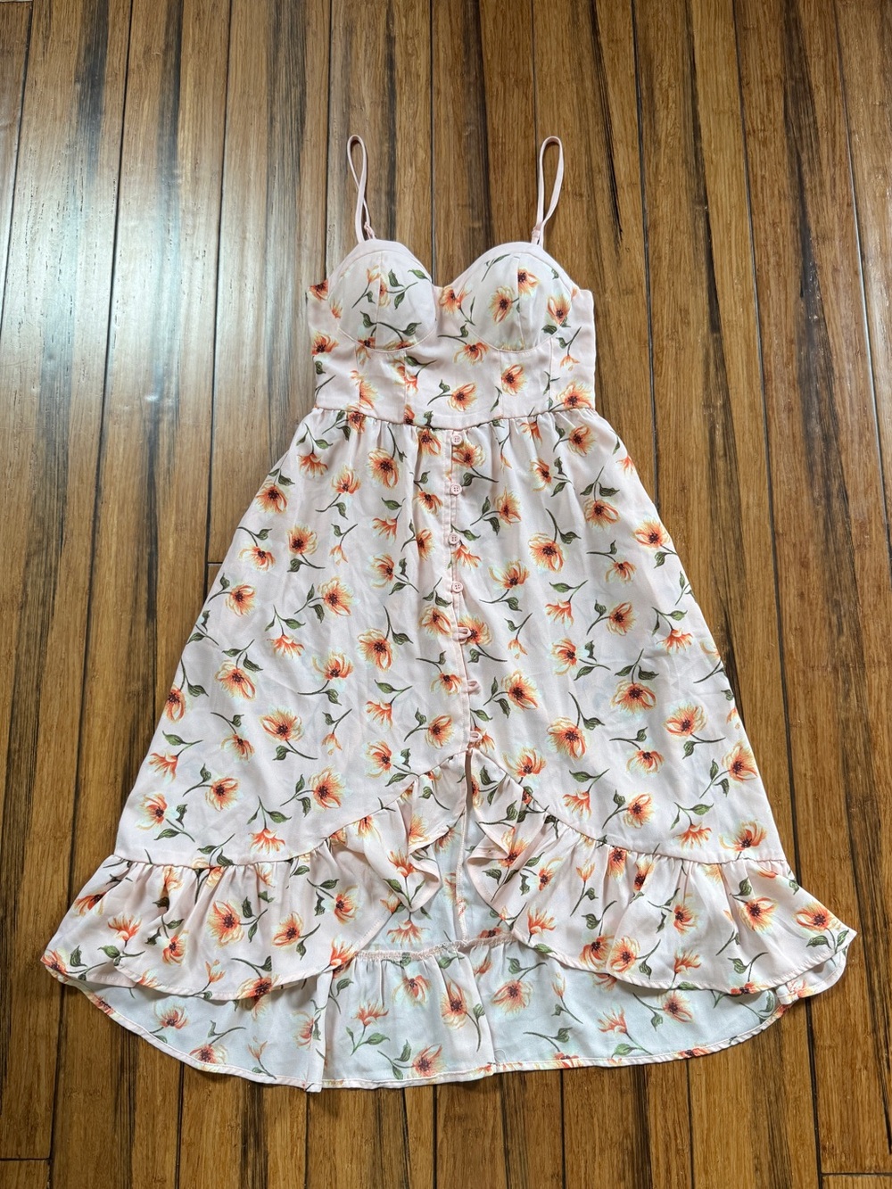Band of Gypsies Pink Floral Ruffle Hem Sundress